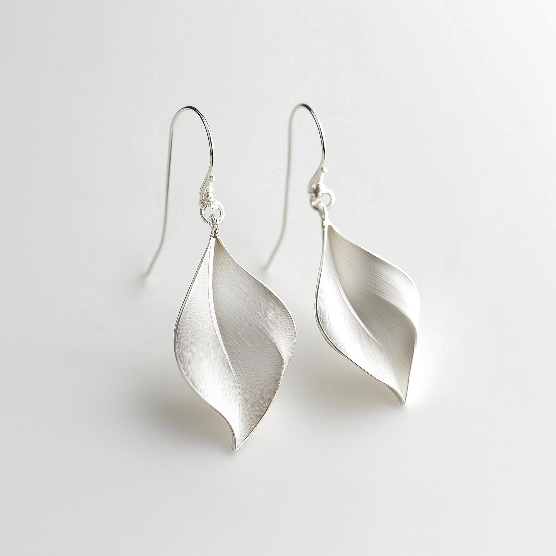  Hermays Leaf Earrings - Sterling Silver Minimalist Leaf Earrings | Nature-Inspired Jewelry