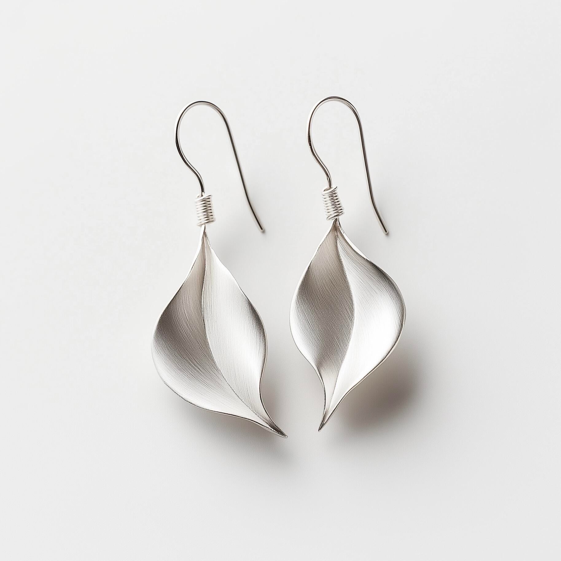  Hermays Leaf Earrings - Sterling Silver Minimalist Leaf Earrings | Nature-Inspired Jewelry