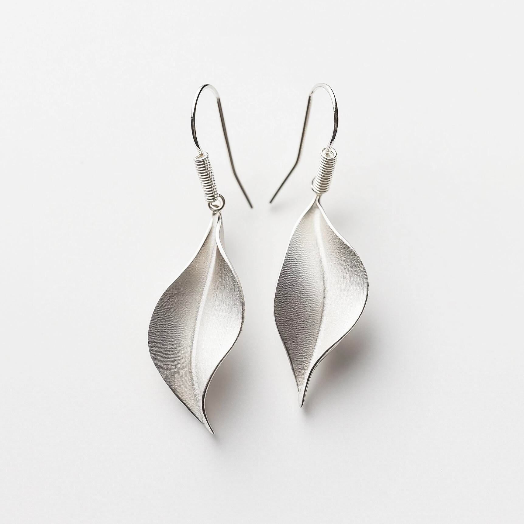  Hermays Leaf Earrings - Sterling Silver Minimalist Leaf Earrings | Nature-Inspired Jewelry