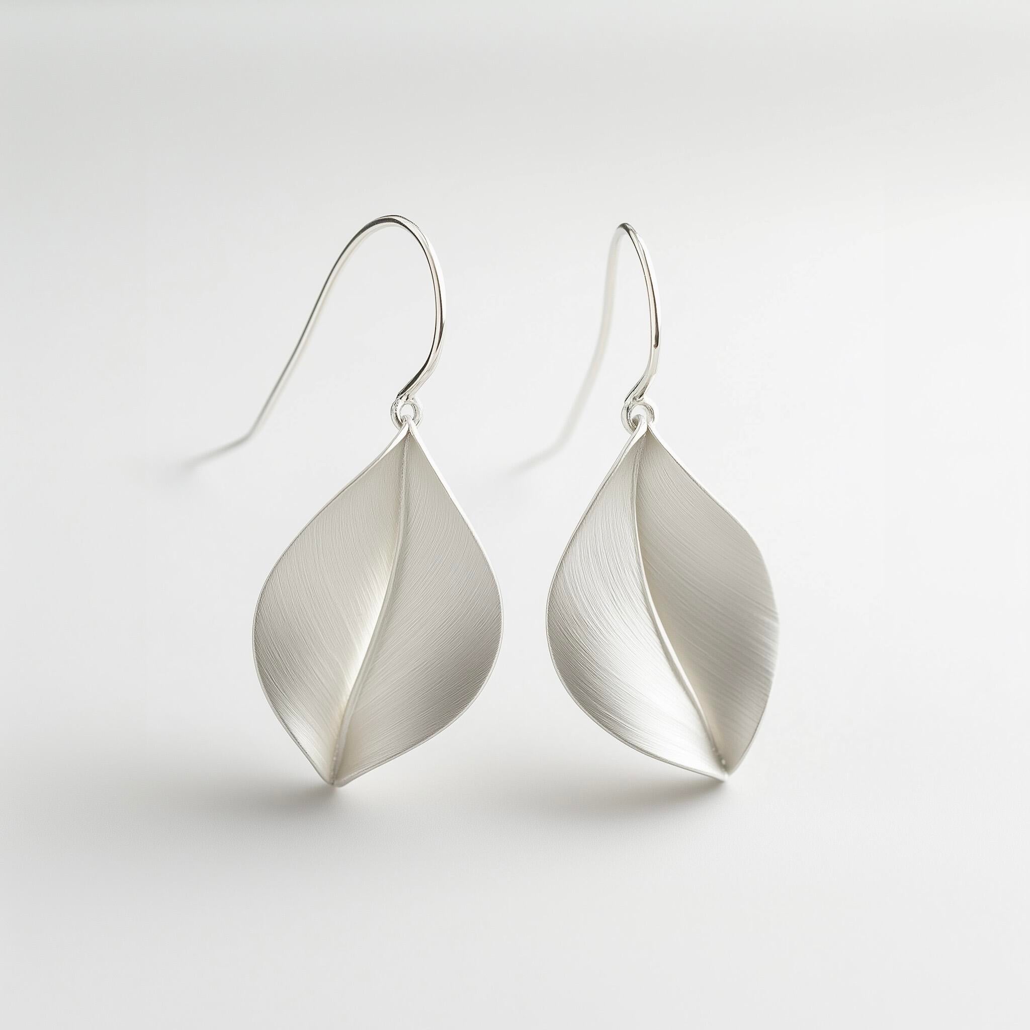  Hermays Leaf Earrings - Sterling Silver Minimalist Leaf Earrings | Nature-Inspired Jewelry