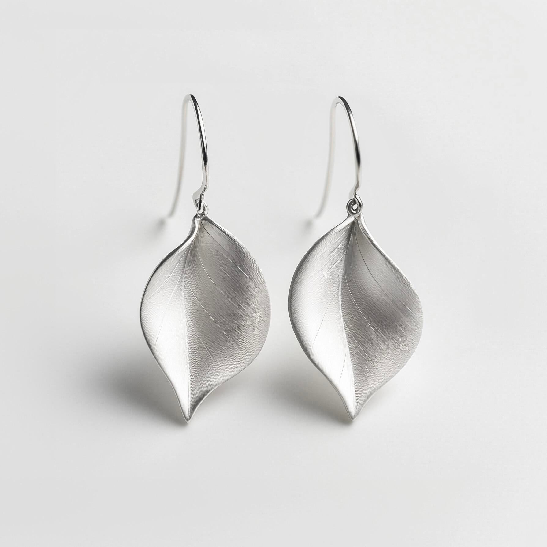 Hermays Leaf Earrings - Sterling Silver Minimalist Leaf Earrings | Nature-Inspired Jewelry