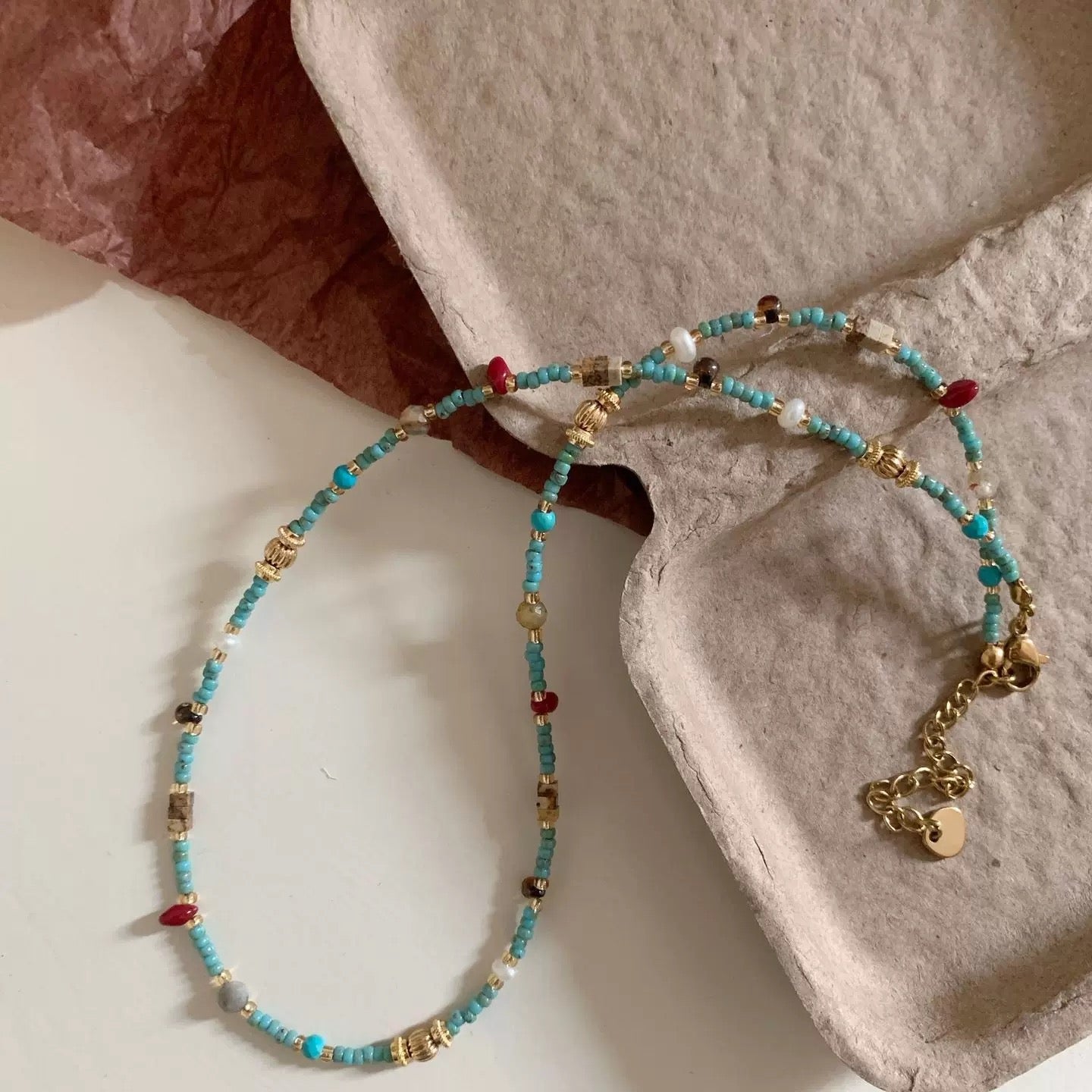 Natural Turquoise Bead Necklace for Women 2025 New Style High-end Luxury Small Necklace Collarbone Necklace