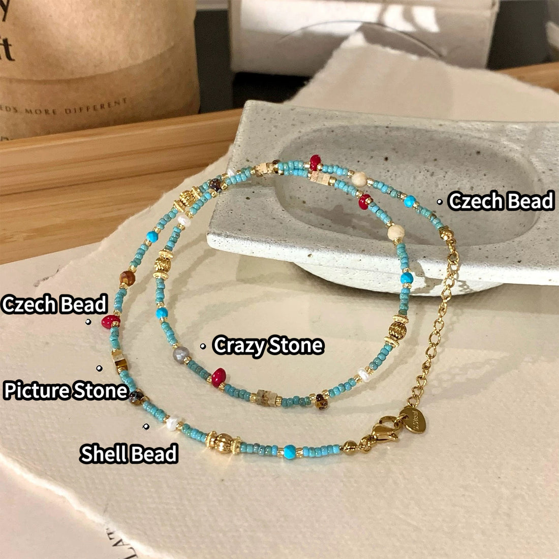 Natural Turquoise Bead Necklace for Women 2025 New Style High-end Luxury Small Necklace Collarbone Necklace