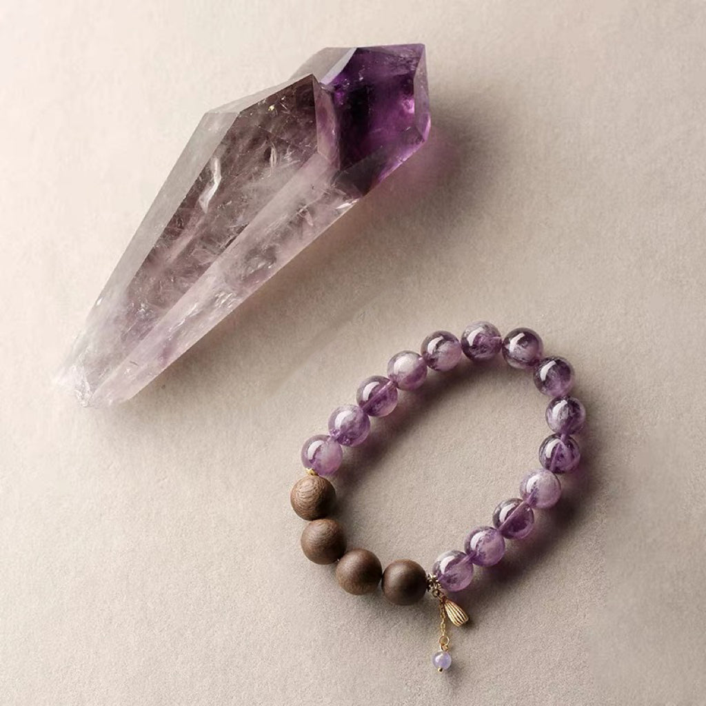Square Agarwood - Amethyst Bracelet