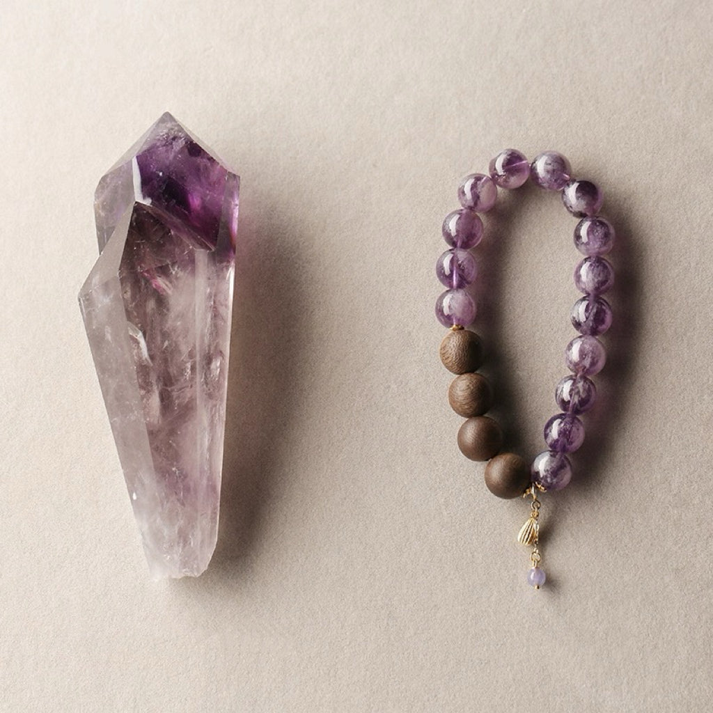 Square Agarwood - Amethyst Bracelet