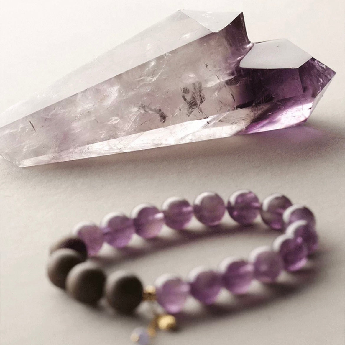 Square Agarwood - Amethyst Bracelet